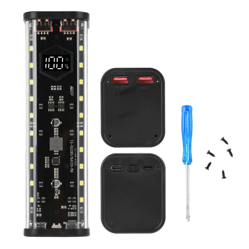 8*21700 Battery Case 22.5W Fast Charging DIY Battery Storage Box Solder-Free Power Bank Housing PD+ Flash Charge+ Fast Charge