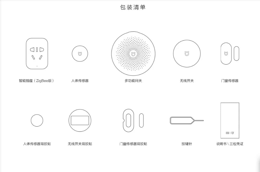 Xiaomi Mijia Smart Home Family Suit Kit Gateway Window Door Sensors Body Sensor Wireless Switch Zigbee 5 in1 Security Smart Kit