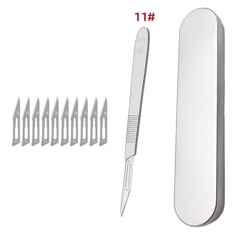 Carbon Steel Carving Metal Scalpel handle 11# 23# Engraving Craft knive Non-Slip Surgical Scalpel Knife Paper Cutting Tool Knife