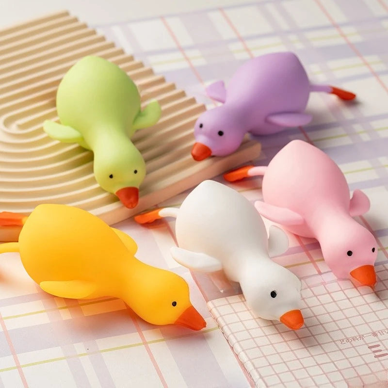 Cute Soft Duck Goose Squishy Toy Stretchable Squeeze Stress Relief Decompression Fidget Toy for Adults Best Friend Gift
