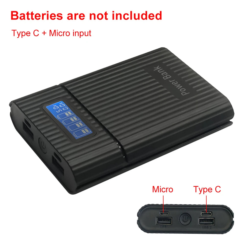 4x18650 DIY Power Bank Case Portable 18650 Battery Charger Storage Box Digital Display Fast Charging Mobile Power Box For Phone