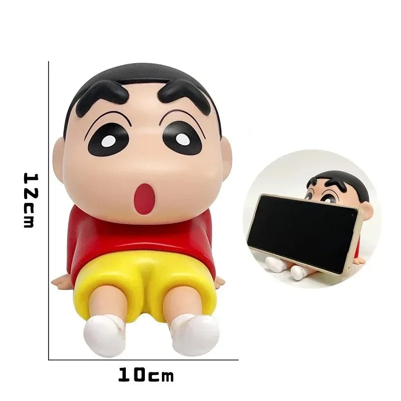 Crayon Shin-Chan Anime Figure Phone Holder Kawaii Desktop Ornaments Phone Support Mini GK Collection Decoration Toys Girls Gifts