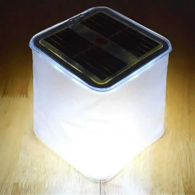 Solar Power Inflatable Camping Lights Outdoor LED Lamp Frosted Square Solar Panel Shed Light Emergency Hiking Lighting