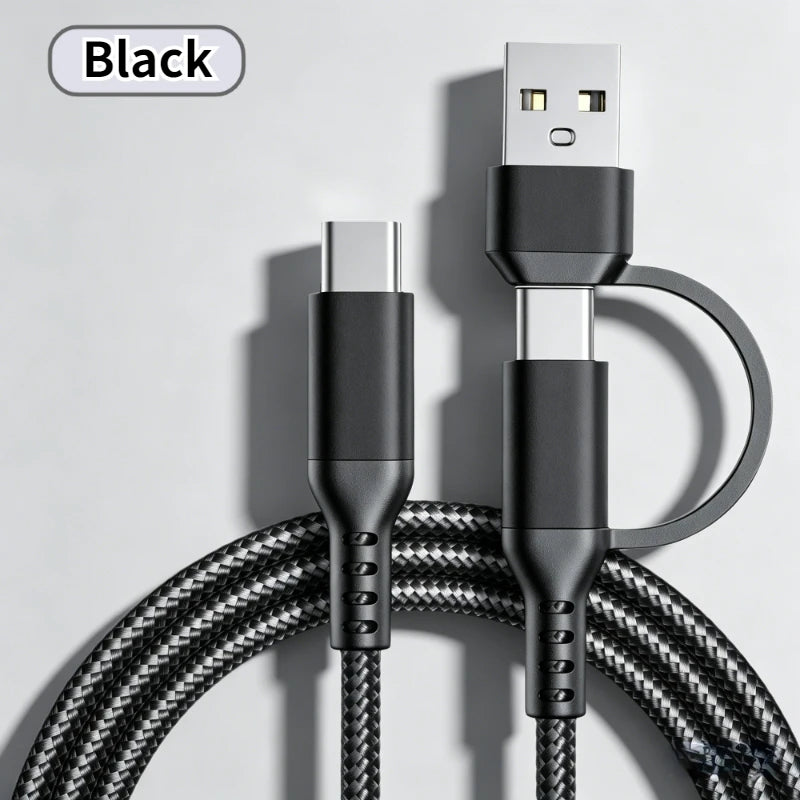 Kabel ładujący 2w1 USB na Type-C 60W do urządzeń mobilnych i tabletów. Szybkie ładowanie i transfer danych. Dostępne długości: 1m/3m.