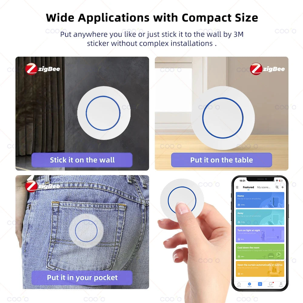 Ewelink Zigbee Smart Push Button Wireless Switch App Remote Control Automation Scenario Switch Work with Zigbee Gateway