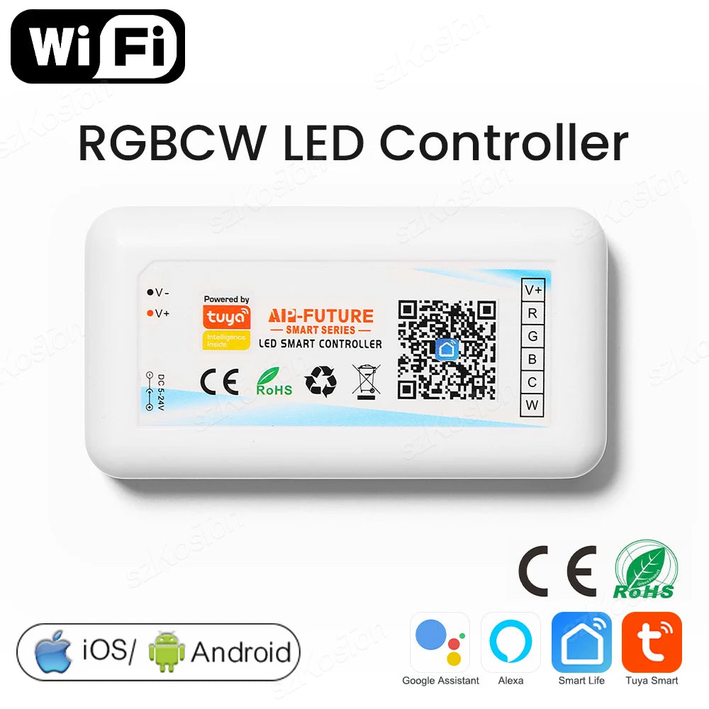 Tuya WiFi Smart LED Controller RGB/RGBW/RGBCCT Single Color Dimmer DC5V-24V LED Strip Remote Switch Works with Alexa Google