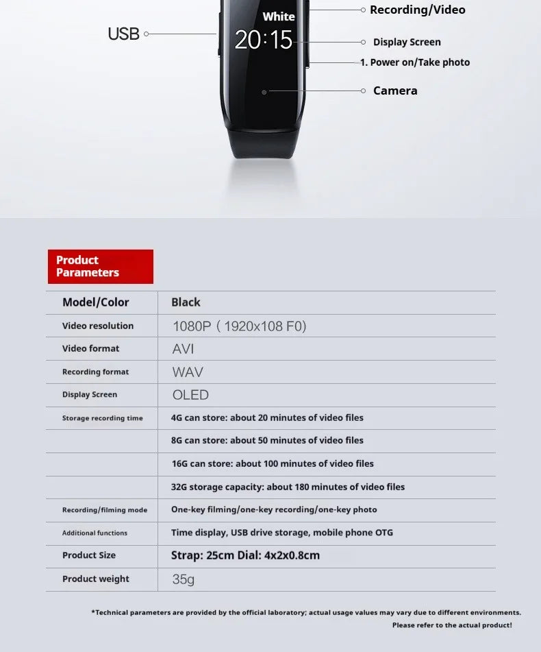 Mini Camera Watch 1080P HD DV Professional Digital Voice Video Recorder Bracelet Dictaphone Sound Small Micro Home Secret