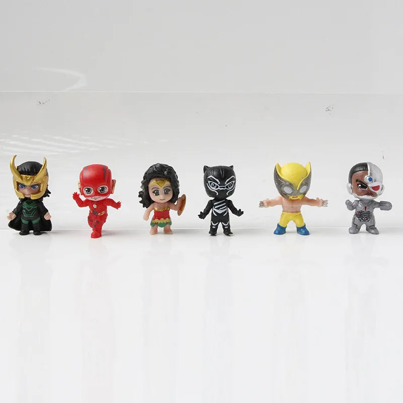 12 Pcs/Set Q Mini Super Hero Figures Decoration Action Figure Toys Superhero Model Capsule Toys Christmas Gifts