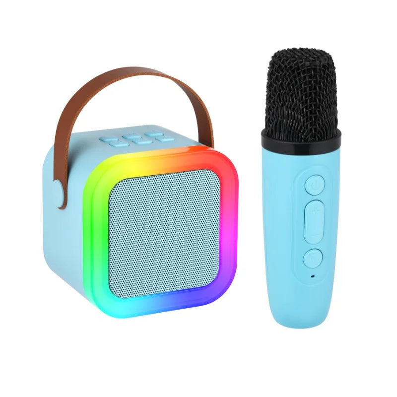 Kids Adult Karaoke Machine Portable Bluetooth Speaker with 2 Microphones RGB Light Voice Changer for Party Gift