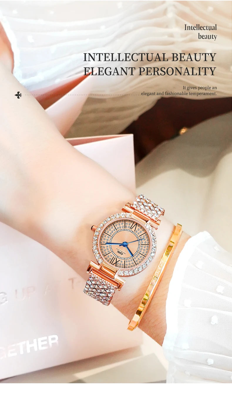 OPK 8618 Women Watch Simple Elegant Quartz Watch Waterproof Luminous Diamond Inlaid Watch For Women Box Gifts Original Reloj