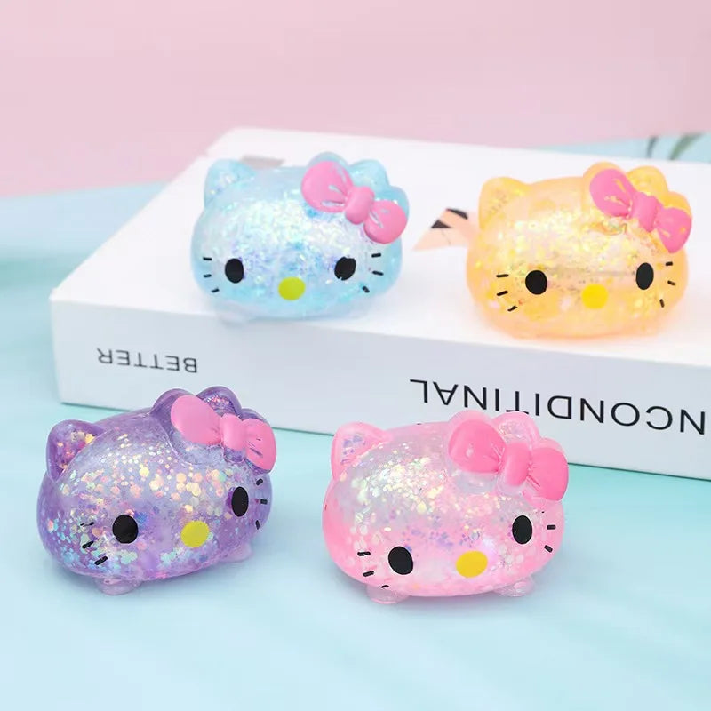 Hello Kitty Squeeze Toy Flash Glitter Stress Ball Slow Rising Squishy Fidget Toy Sensory Anxiety Relief Novelty Gift