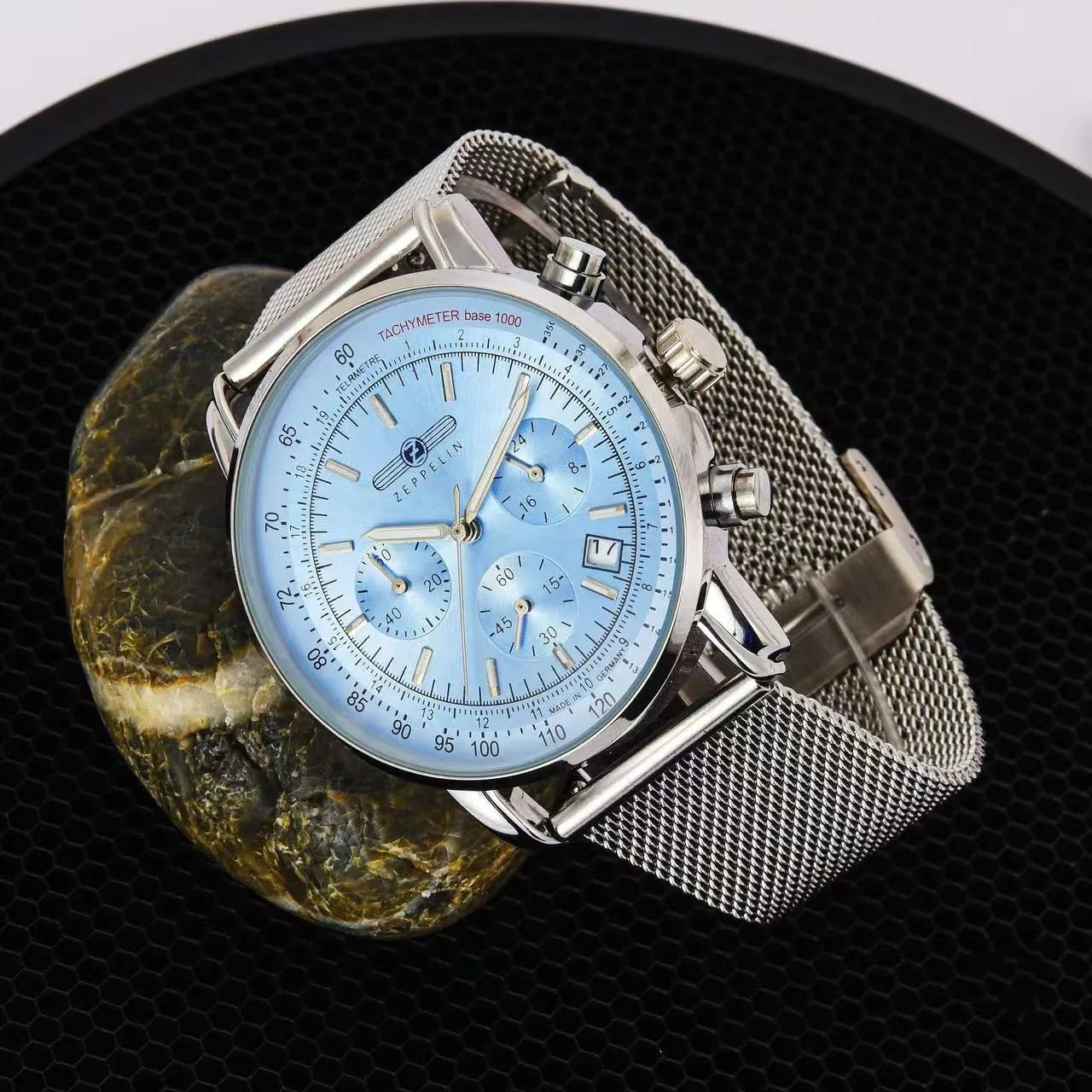 2026 Fashion New Retro Business Casual Leather Strap Quartz Watch Zeppelin Men's Watch Green Dial Luxury Gift Watch