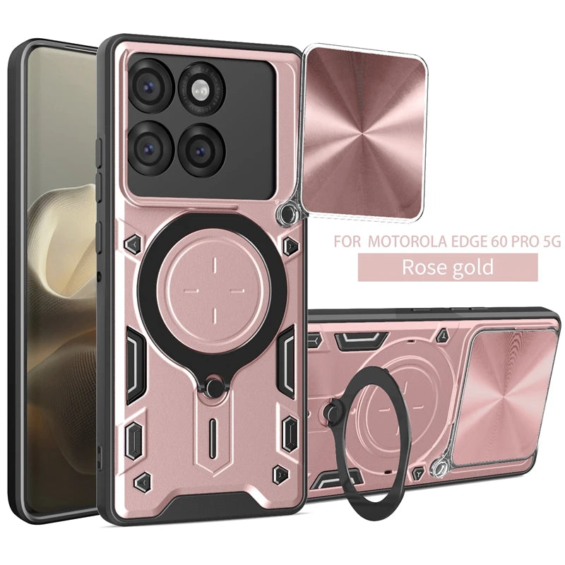For Motorola Moto Edge 60 Pro 5G Case Shockproof Armor Cover For Moto Edge60 Pro Magnetic Holder Ring Stand Lens Protect Funda