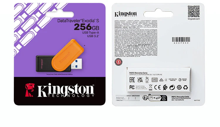 Kingston DataTraveler Exodia S USB Flash Drive 64GB 128GB 256GB 512G USB 3.2 Gen 1 Pen Drive Black DTXS Flash Drive for Computer