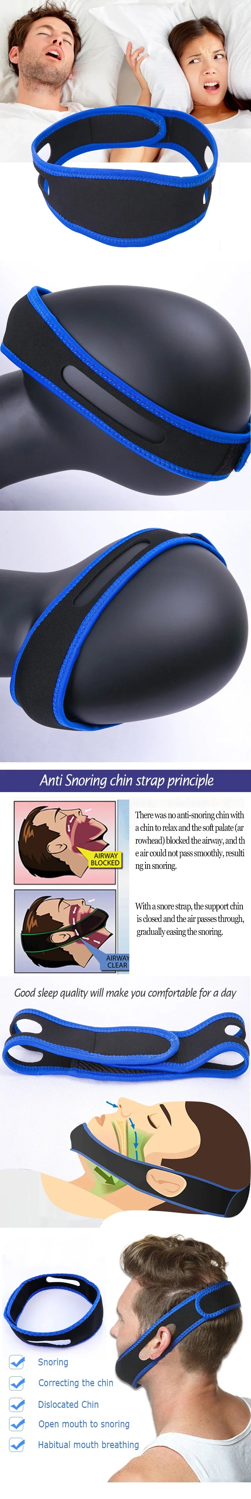 1PC Adjustable CPAP Anti Snore Chin Strap Stop Snoring Snore Belt Sleep Apnea Chin Support Straps Health Care Sleeping Aid Tools