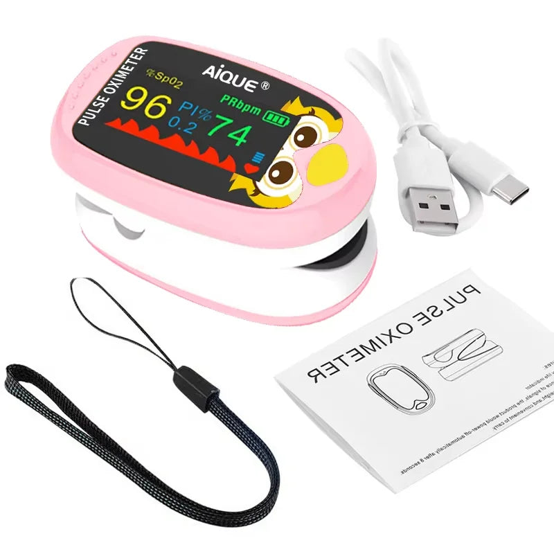 JUSTLANG Child Fingertip Pulse Oximeter Baby Rechargeable Medical Blood Oxygen Saturation Meter Pediatrics Kids Oximetro SPO2