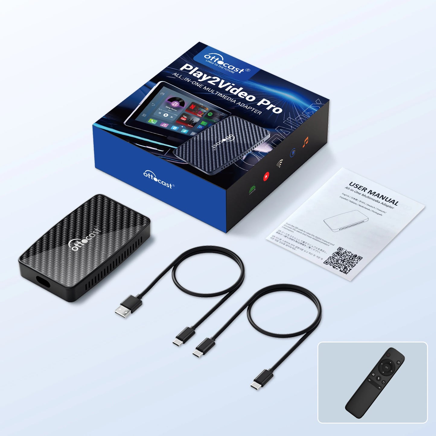 OTTOCAST Wireless CarPlay Android Auto Adapter Play2Video Pro Video Box New WiFi Car Accessories for Youtube for Netflix