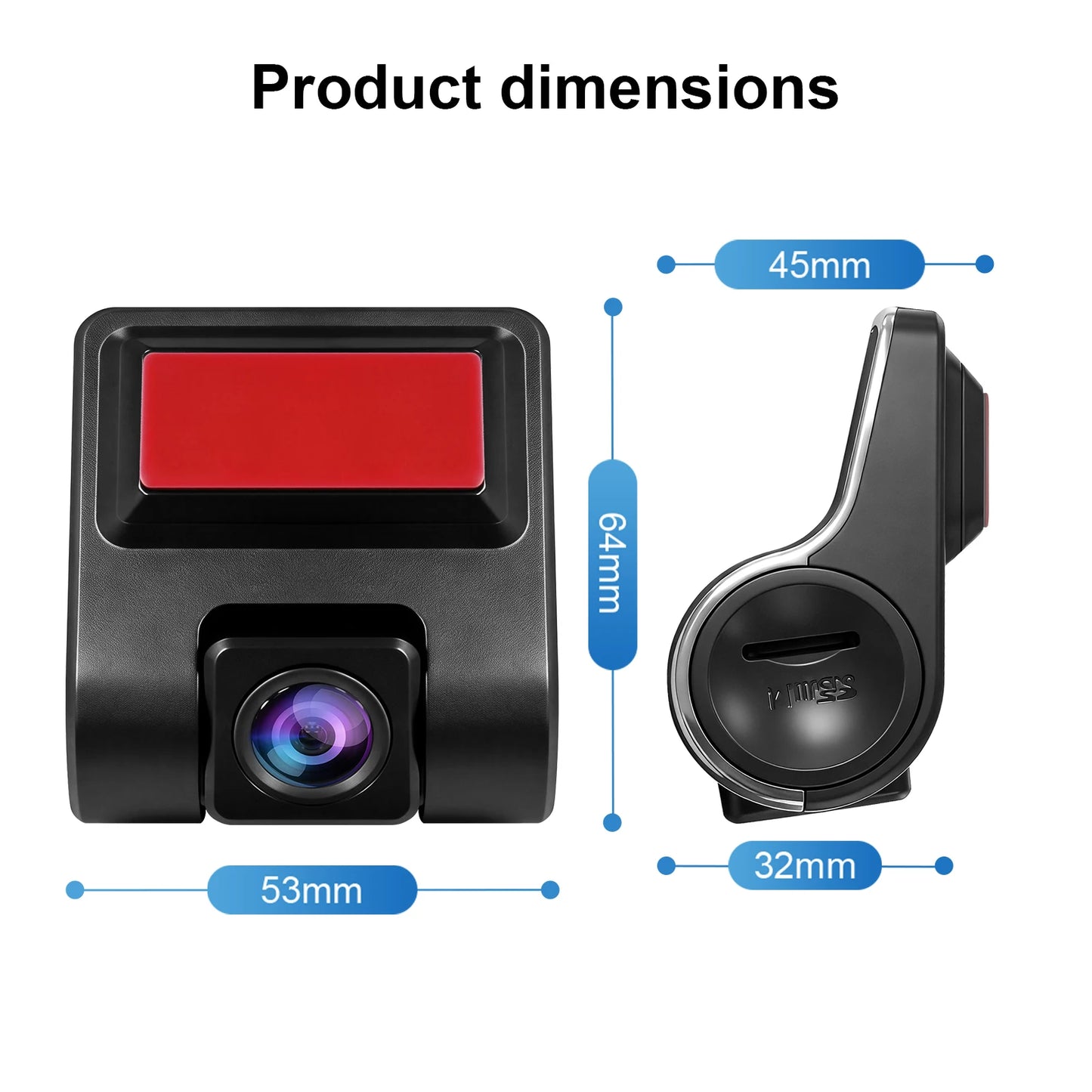 USB Front Dash Camera Universal Car DVR for Android System with ADAS Plug in the SD Card, Night Vision Loop Recording 1080P HD