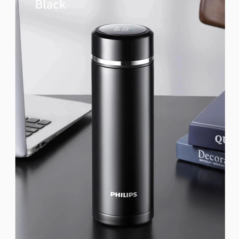 White Philips Smart Insulated Bottle Real-time Water Temperature Check Leakproof Men Women Daily Drinking water bottle