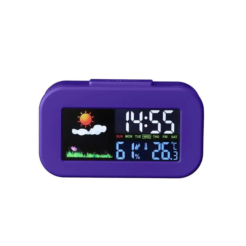 Weather Station Clock with Bright Color LCD Screen for Comprehensive Temperature and Humidity Measurement Best for Study Room