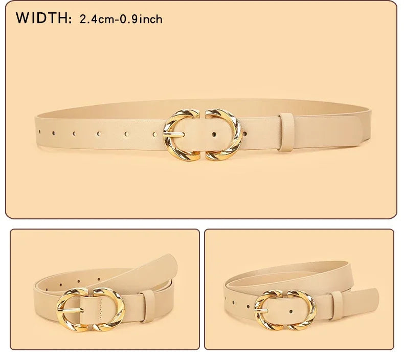3pcs Women'S Belt Set - Chic Versatile for Jeans, Dresses Classic Belts with Dual Triple Ring Buckles, Elegant Solid Colors