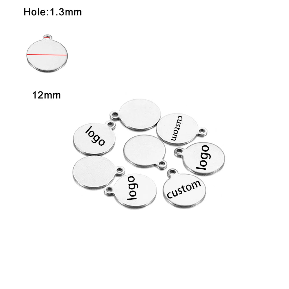 50-200pcs Custom Pendant Laser Engrave Name LOGO Stainless Steel Personalized Necklace Extend Chain Tail Tag Jewelry Charm