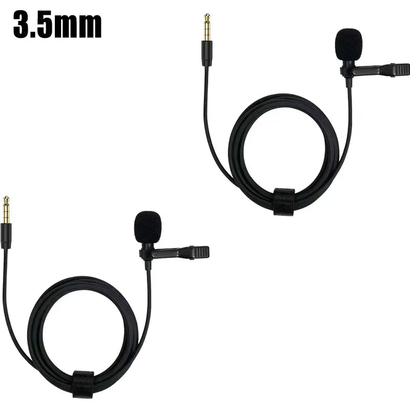 1-5pc Portable Lavalier Microphone Metal Clip Lapel Mic Wired 3.5mm/Type-C/USB For Mobile Phone Laptop DSLR Camera Lound Speaker
