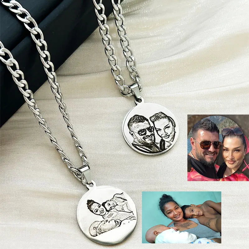 Customized Personalized Photo Portrait Company Logo Paiting Image Brooch Stainless Steel Badges Gifts Man Women Brooch Jewelry