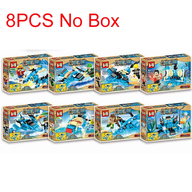 MOC One Piece Building Blocks Blind Box Luffy Kaido Dragon Bricks Model DIY Assemble Blue Dragon Figures Toy Kid Collection Gift