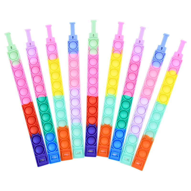 Colorful Silicone Bracelet Anxiety Sensory for Autism Adult Pops Bubble Simple Dimple Toy Fidget Anti Stress Relief Toys Game
