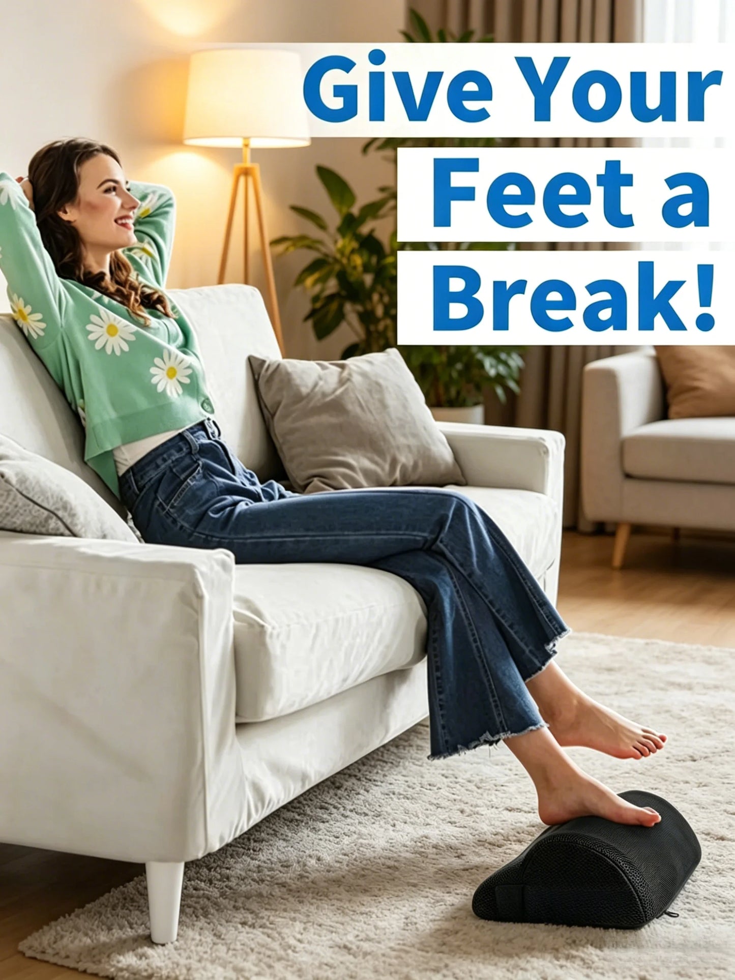 All-Day Comfort Memory Foam Leg Elevation Foot Pillow, Non-Slip Under Desk Foot Rest Stool, Reduce Swelling Foot Support for Hom