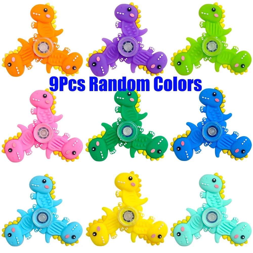 3/9PCS Dinosaur Silicone Spinners Sensory Toys Anxiety Relief Worry Stones Quiet Fidget Spinners for Stress Relief Party Favors