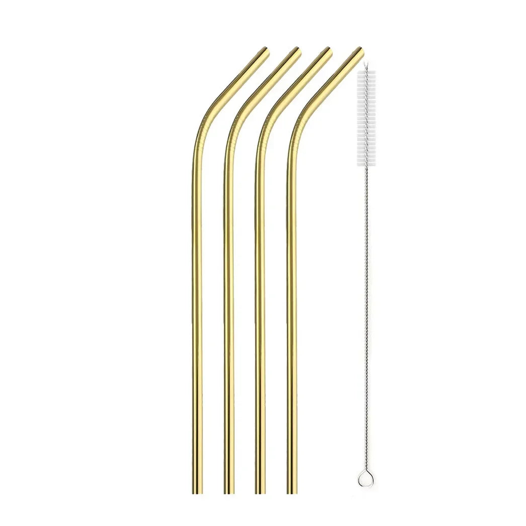 5/10Pcs Reusable Drinking Straw 304 Stainless Steel Straws Straight Bent Metal Straw with Cleaner Brush Pouch Wholesale