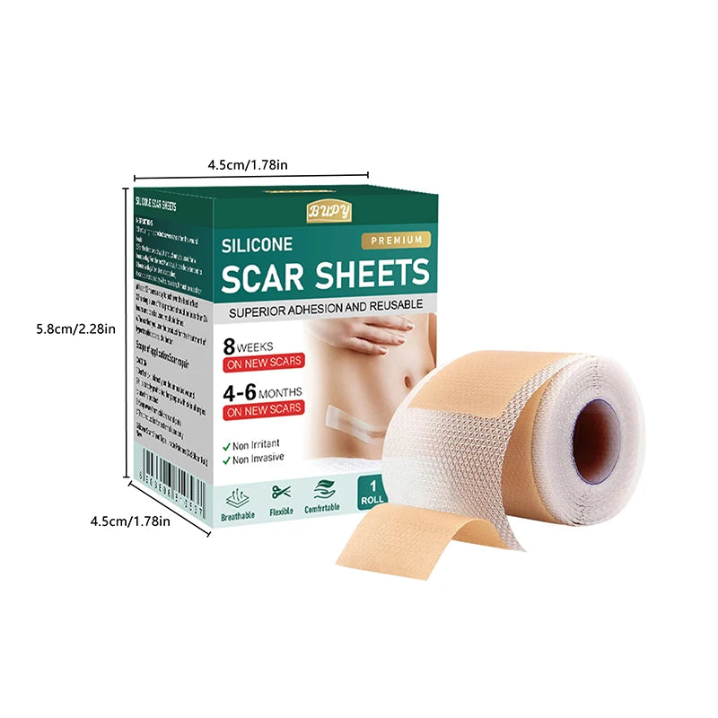 Z. 1 Roll Silicone Scar Sheets Gel Scar Patch 4cmX150cm Self-Adhesive Scar Cover Tape Reusable And Effective Skin Care Strips
