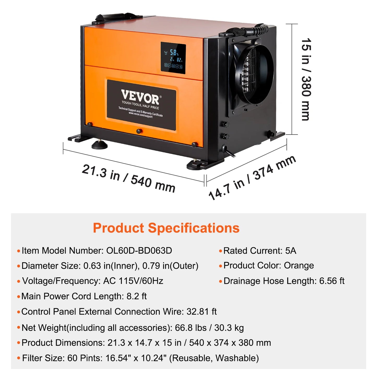 SucceBuy Commercial Dehumidifier with Drain Hose for Crawl Spaces Basements Warehouse & Job Sites Large Capacity Dehumidifier