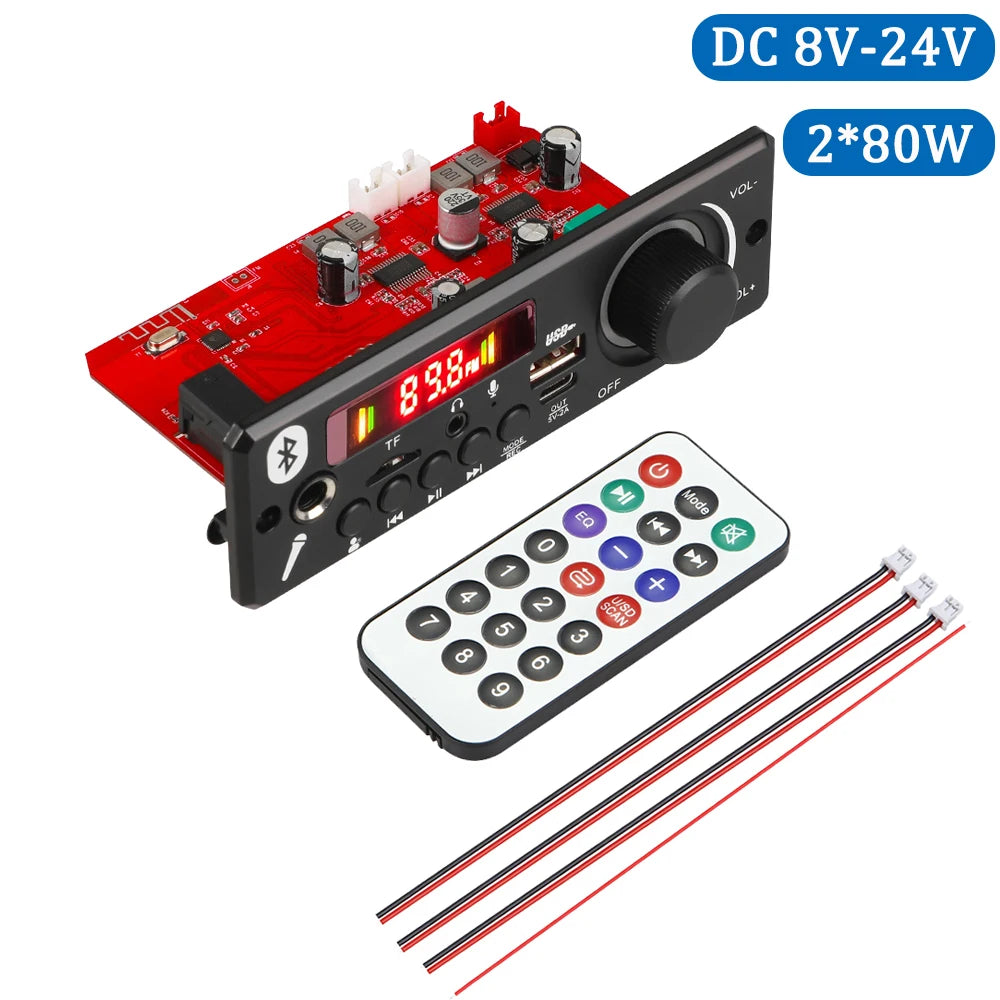 160W Amplifier Bluetooth MP3 WMA APE Decoder Board 12V 40W Handsfree Car Audio Microphone USB TF FM Radio DIY Mp3 Music Player