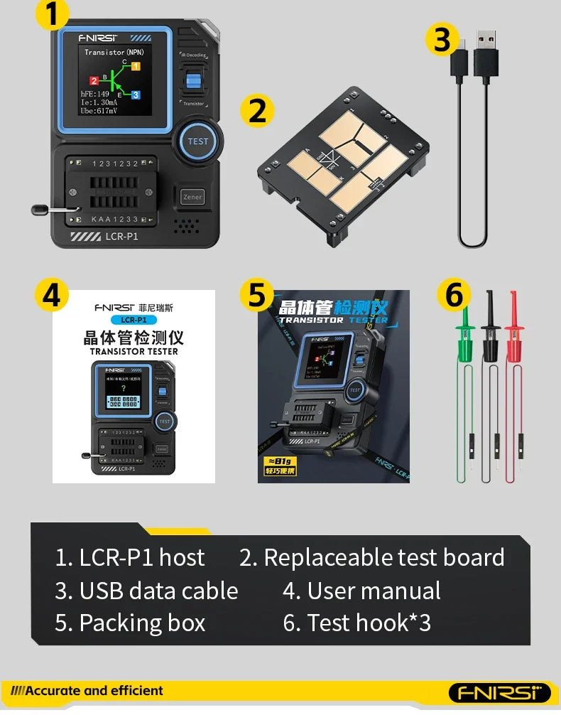 FNIRSI LCR - P1 A Multifunctional Tester for Transistors, Diodes, Capacitance, Resistance, LCR and ESR Measurements