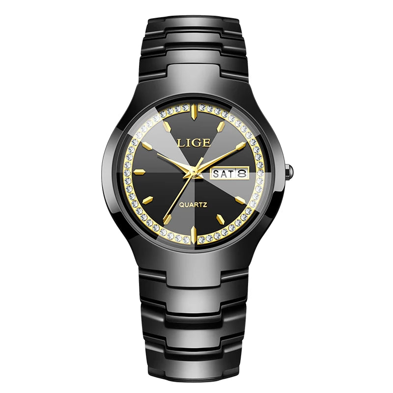 LIGE Women's wristwatch elegant women's watch ceramic quartz waterproof clock week calendar fashion Watch for Women reloj mujer