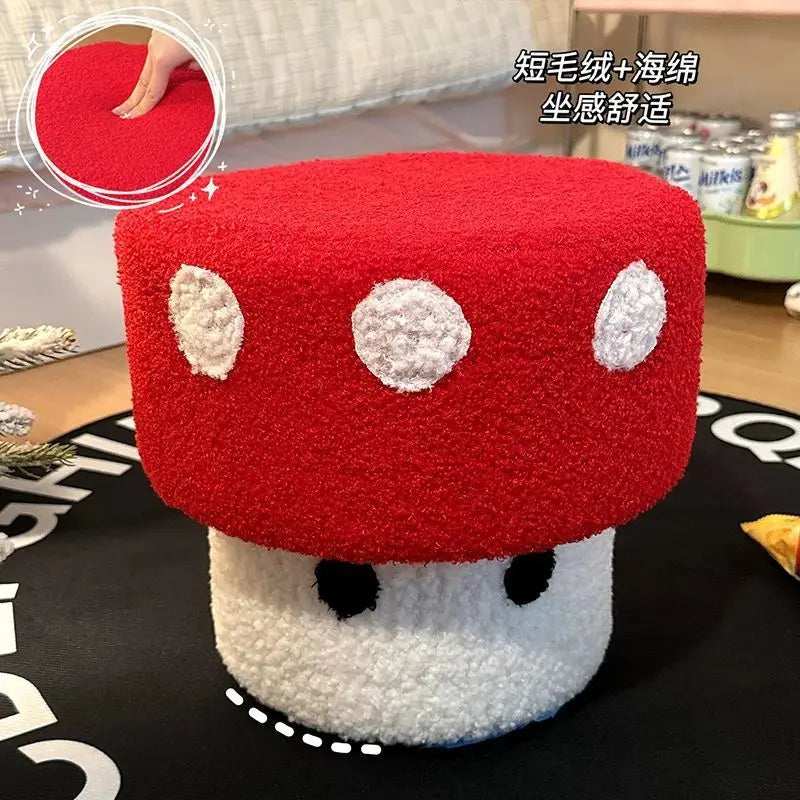 Mushroom Stool Dice Solid Wood Creative Cute Sitting Stool Bench Shoe Change Chair Living Room Furniture Home Decoration
