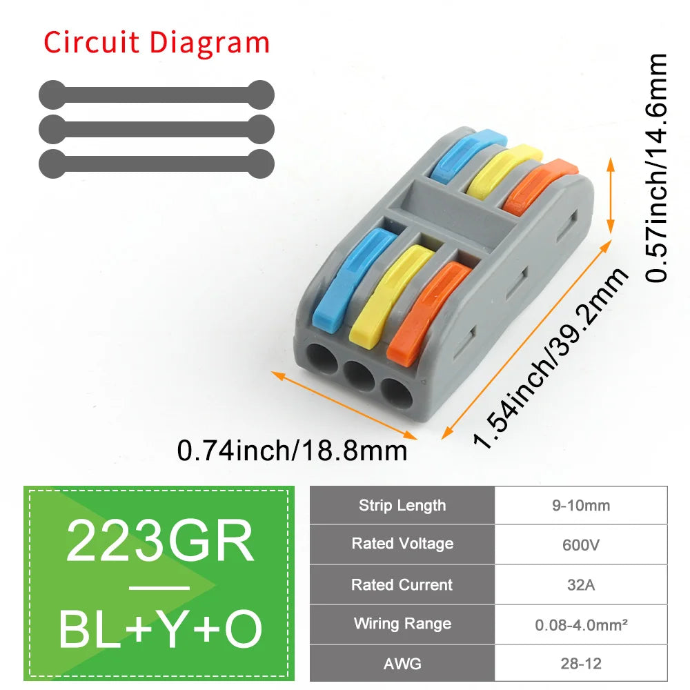 DIY GO 25PCS Universal Compact Fast BUTT Wire Connector Push-in Lever Splice Terminal Block 2/3/4/5 Pin Home LED Lighting Wiring