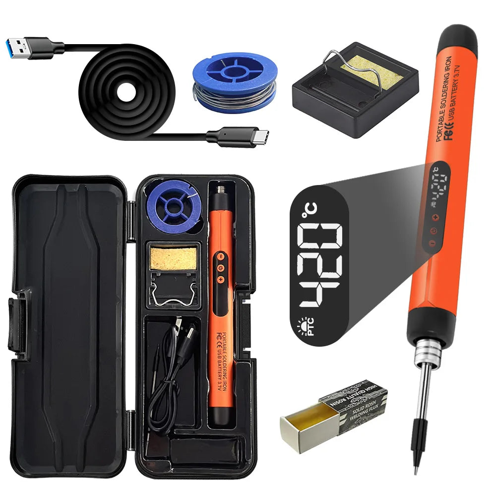 USB Wireless Digital Electric Soldering Iron Kit Cordless Adjustable Temperature 300-450℃ Smart Welding Solder Tool