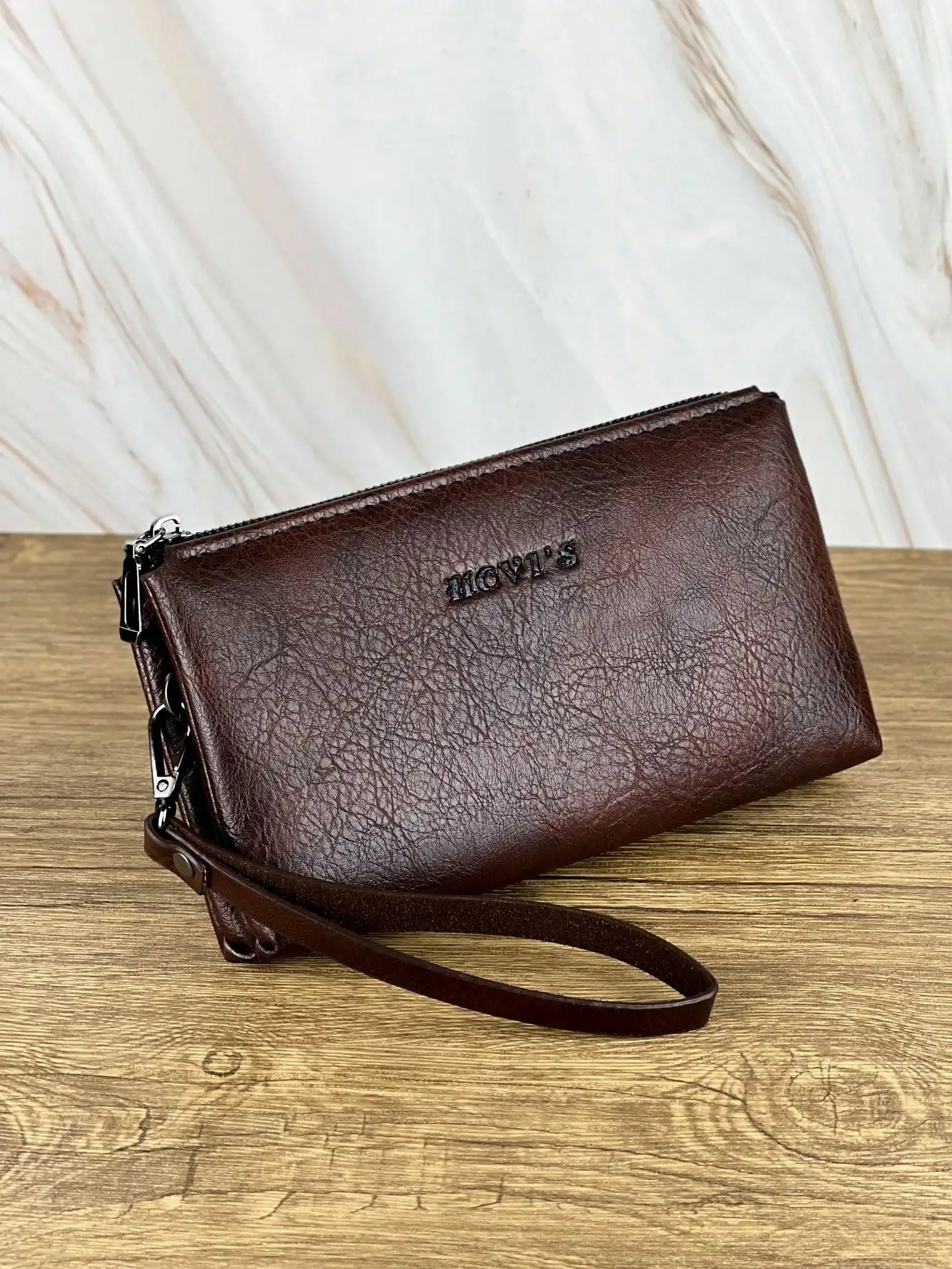 Fashion Simple Retro Men's Clutch Bag Wallet Business Large Capacity Clutch Bag Double Compartment Zipper Long Wallet Clutch Bag