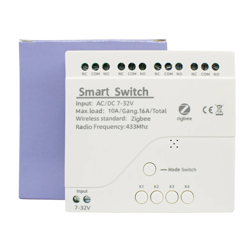 Zigbee Tuya Smart Home Relay 1/2/4CH Motor Switch Module,DC 12V 24V 32V 110V,4 Channel Radio RF Remote Control Alexa Google Home