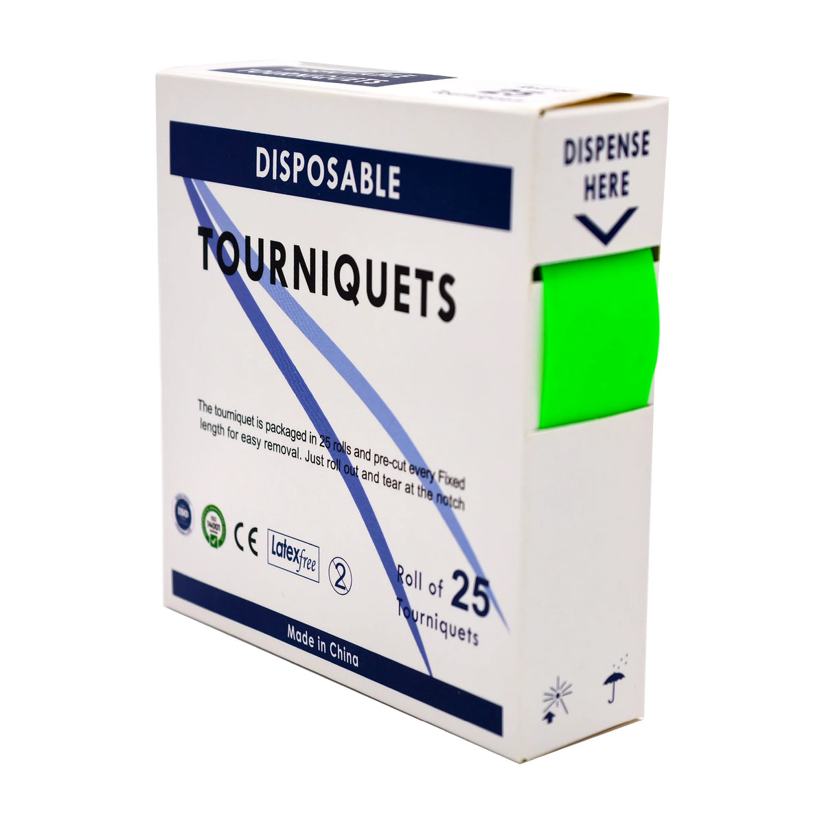 Free Shipping 25pcs/box Multi-color Available 2.5cm*45cm Disposable Tournique First-Aid TPE Medical Necessities Tourniquet Strap