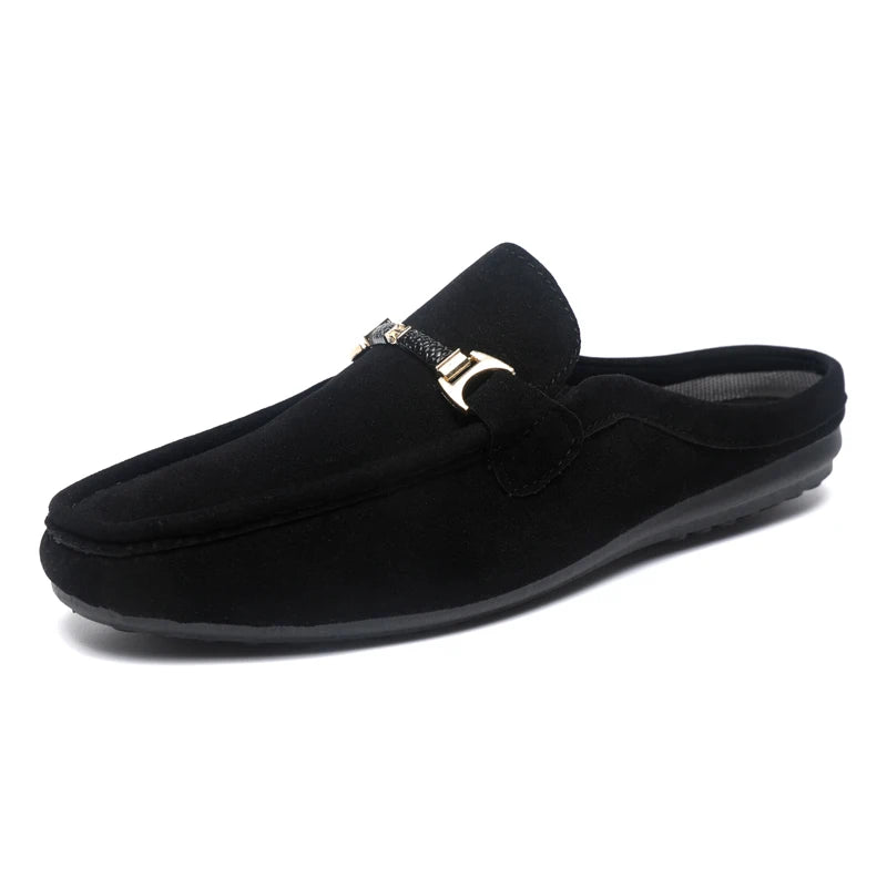 Fashion Red Men's Half Shoes Summer Lightweight Casual Shoes For Men Flat Slippers Comfortable Soft Slip-on Shoes Man Loafers
