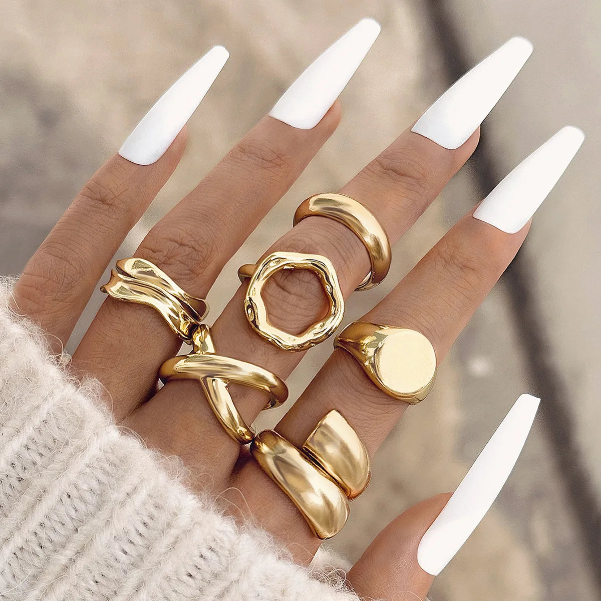 Fashion Gold Color Flower Crystal Imitation Pearl Open Ring for Women Engagement Party Gift Temperament Jewelry 2024 