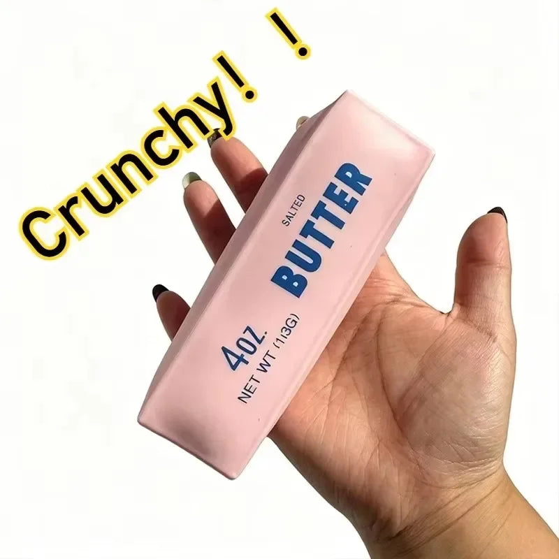 Butter Stick Squishy Crunchy Stress Ball, Blocks Filled Squeeze Fidget Toy, ADHD Anti-Stress Hand Sensory Relief Gift for Adults