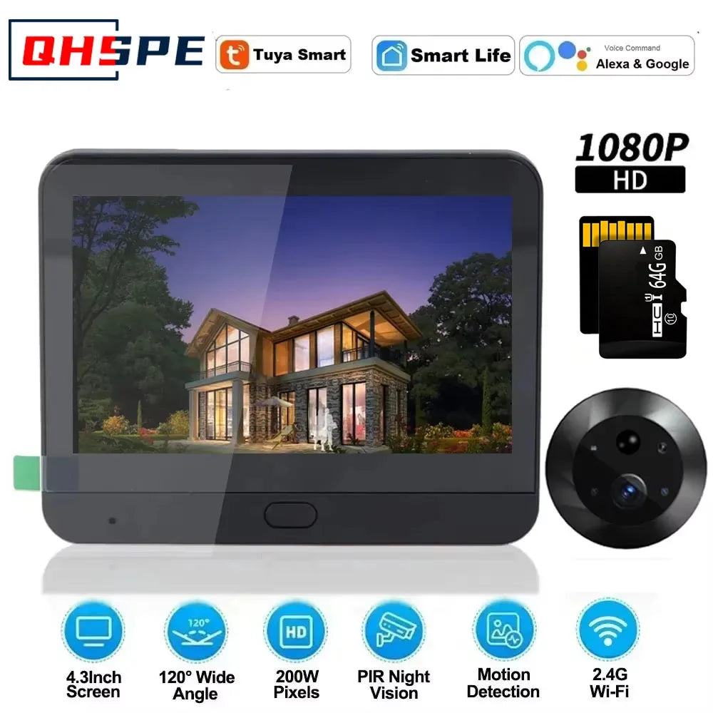 Door Camera Icam365 Peephole camera home wireless phone 4.3 Screen Night PIR wifi wireless Security protection Smart home