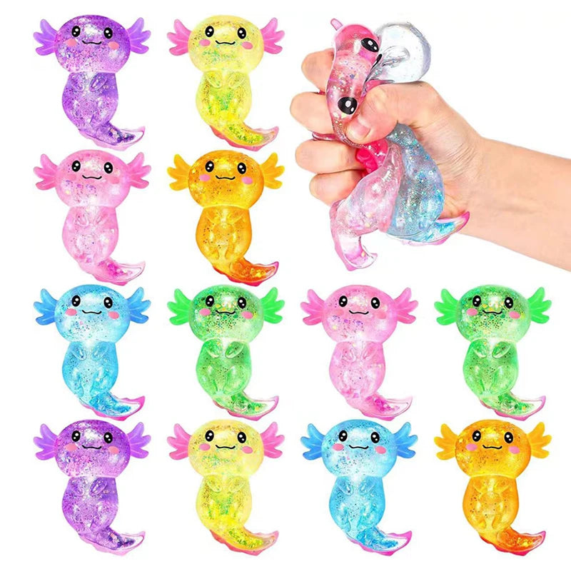 Colorful Salamander Maltose Fidgets Toys Squishy Malt Sugar Stretchy Axolotl Fun Squeeze Birthday Supplies Anti-Anxiety Gift 4