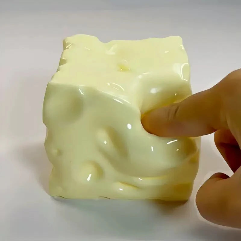  Squishy Cheese Cube Stress Ball Squeeze Toys Vaseline Plasticity No Rebound Soft Feel Fidget Toy Sensory Anti Stress Toy Gift